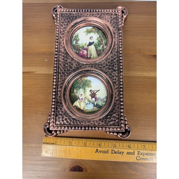 Vintage Coppercraft Plastic Wall Hanging Framed Resin Believed Fragonard Prints - Picture 6 of 6